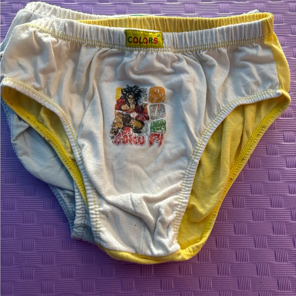 Kids Yellow and White Cartoon Print Underwear